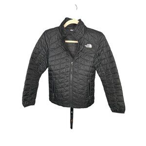 The North Face Boys Puffer Jacket Size M Black Quilt Zip Pockets Insulated Warm